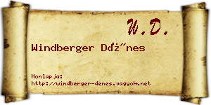 Windberger Dénes névjegykártya